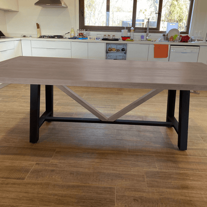 MESA COMEDOR MADERA Y FIERRO INDUSTRIAL VIENA