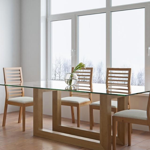 Mesa Comedor con Madera y panel de vidrio – Greenwoods