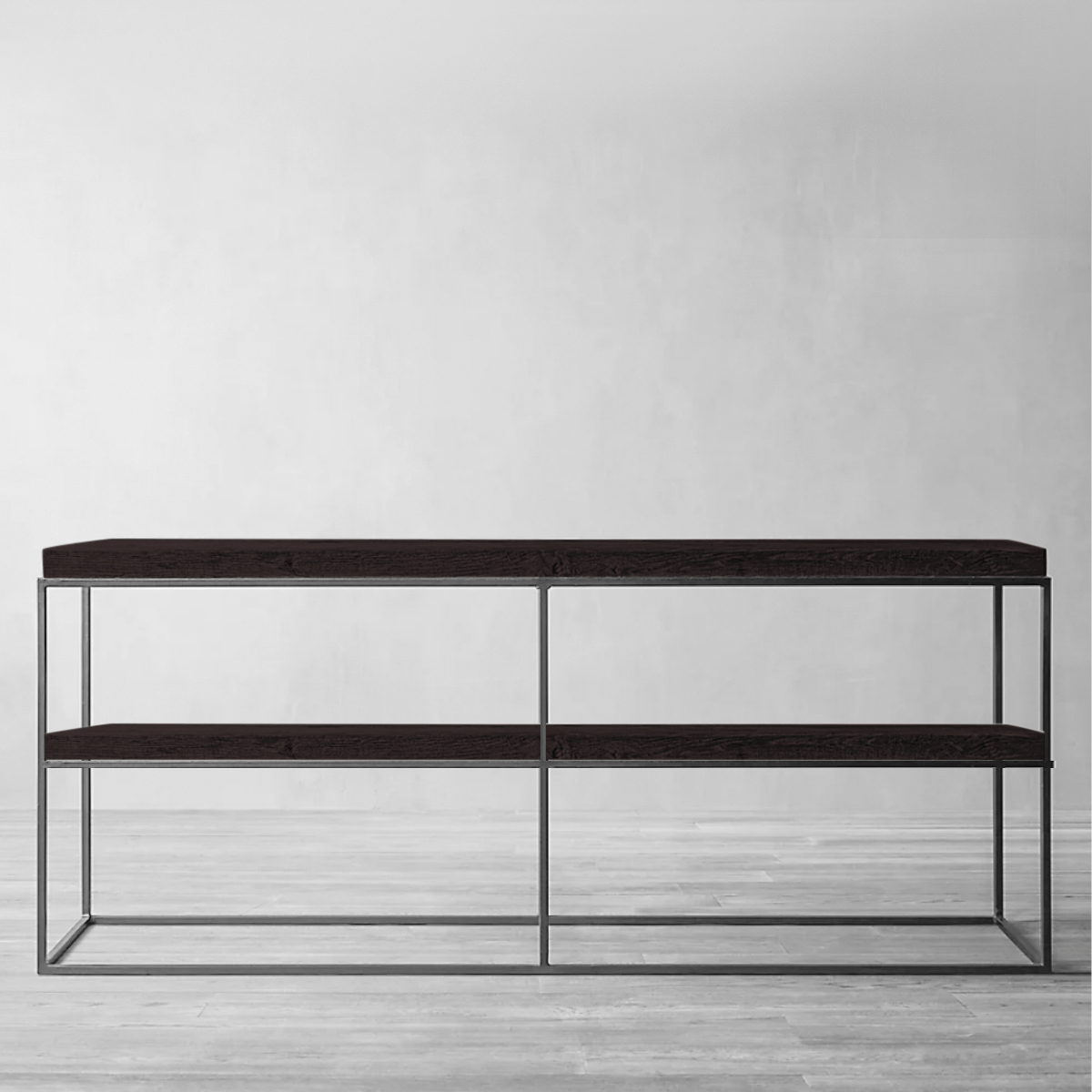 Diseño contemporáneo del Arrimo Ruby Doble en madera y fierro, personalizable en medidas y tonos