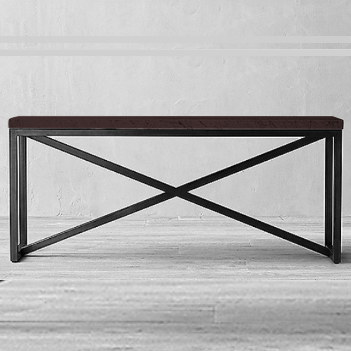 Mesa lateral arrimo de madera personalizada con base de fierro | Greenwoods Chile