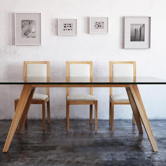 MESA COMEDOR MADERA LENGA Y VIDRIO PARÍS A MEDIDA