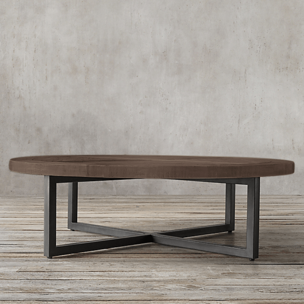Mesa Lisboa redonda de 80 cm, estilo moderno en madera y fierro | Greenwoods