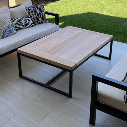 Mesa de centro madera lenga con base fierro negro | Greenwoods Chile