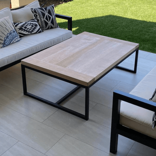 Mesa de centro madera lenga con base fierro negro | Greenwoods Chile