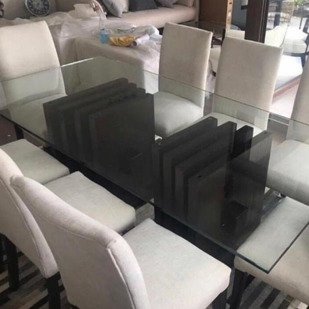 Mesa de Comedor Madera Lenga y Vidrio Pirámide a Medida