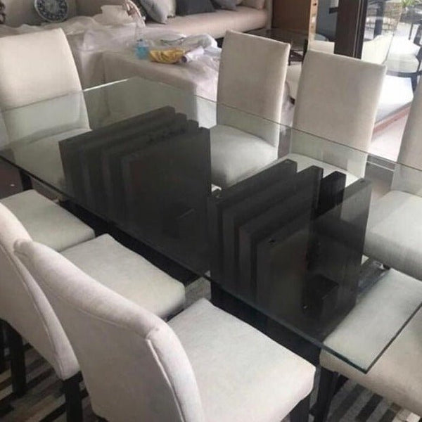 Mesa de Comedor Madera Lenga y Vidrio Pirámide a Medida