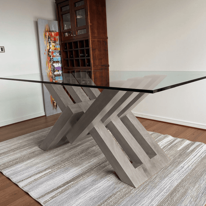 Mesa de comedor de madera y vidrio Cadena. - mesa comedor | Greenwoods Chile